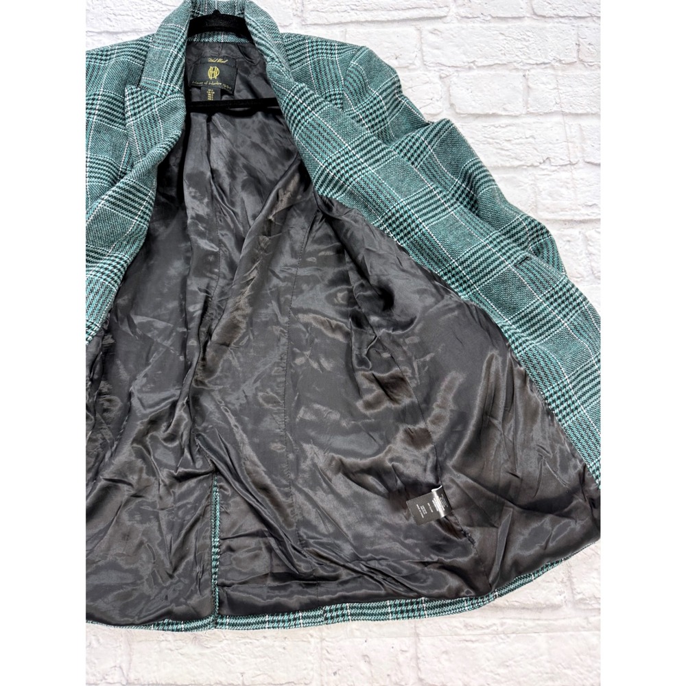 House of Harlow 1960 Blazer Womens Small Green Excellent Plaid Wool Blend Jacket - Picture 4 of 7